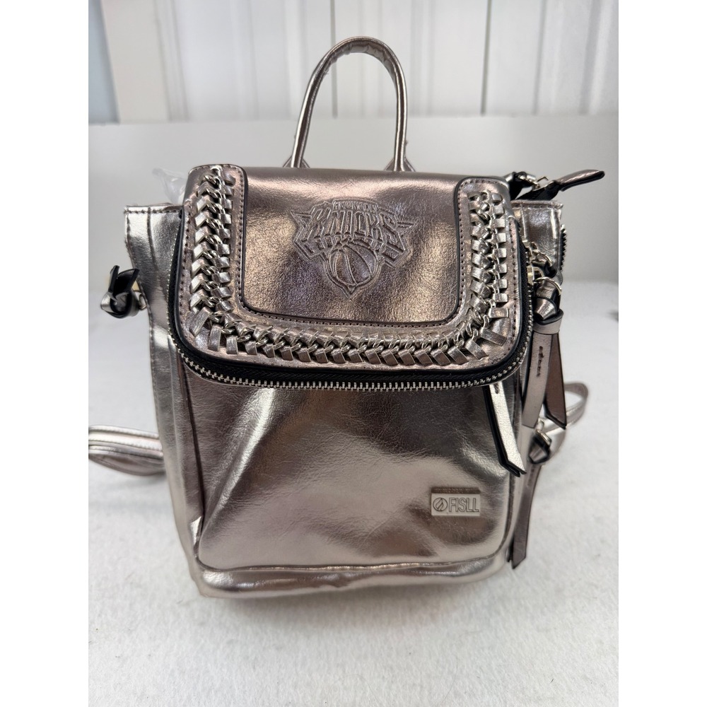 FISLL New York Knicks Mini Backpack Metallic Silver NBA Basketball Bag